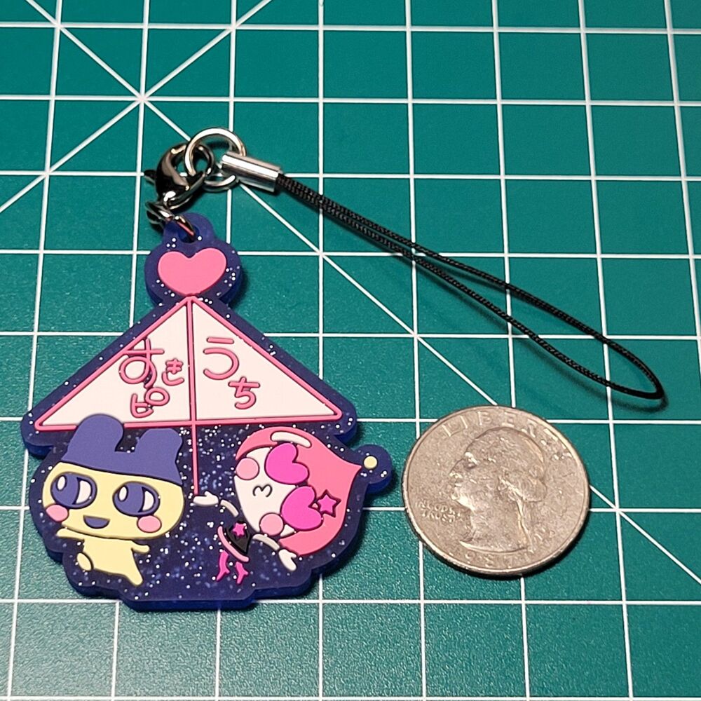 Mametchi & Himespetchi - Tamagotchi Purple Glitter Rubber Charm